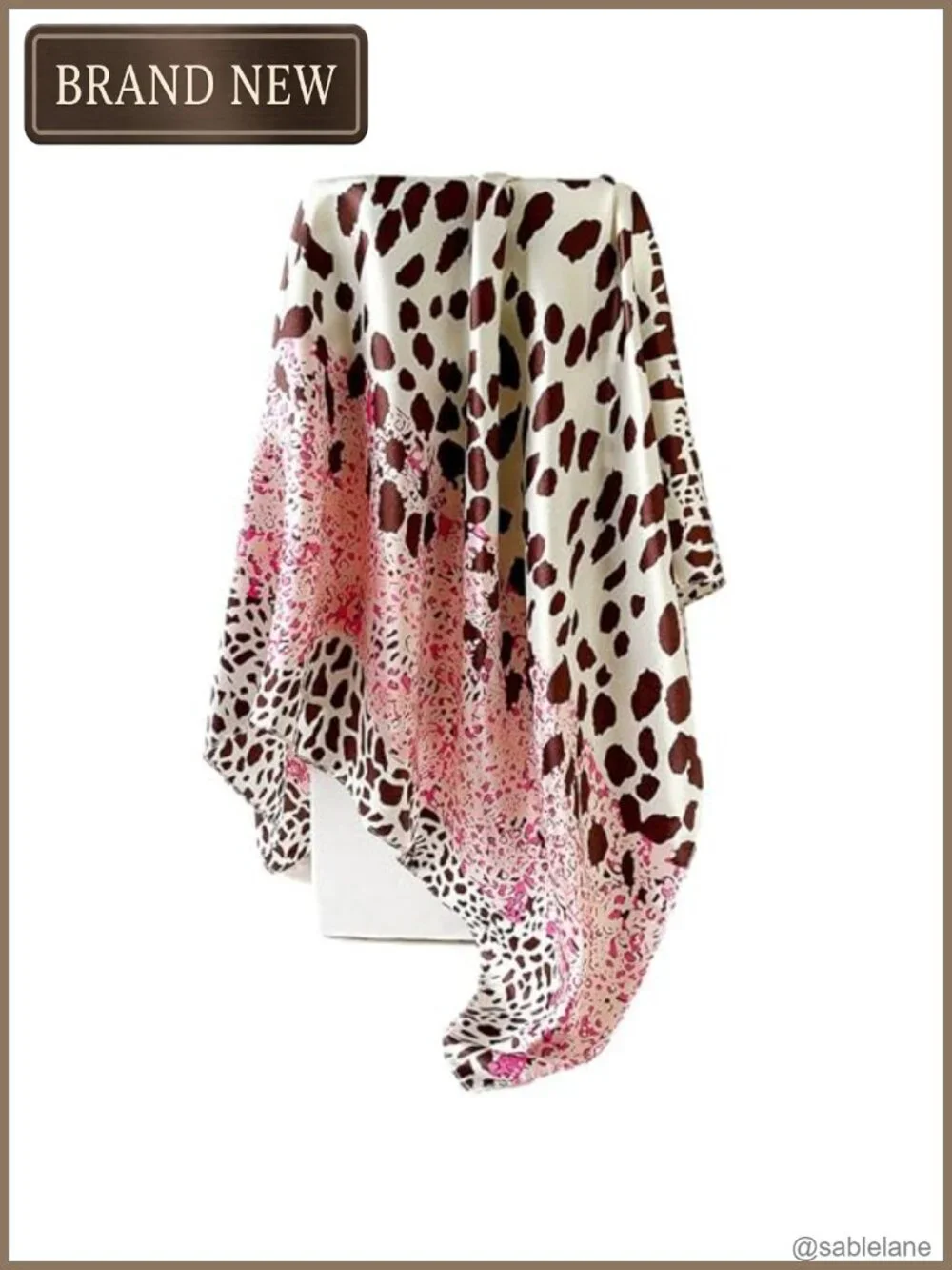 Silky Satin Large Square Scarf 35in Leopard Paisley Hair Wrapping Sleeping
